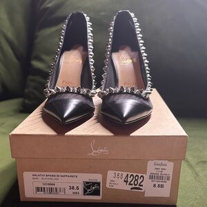Christian Louboutin Black Silver Spiked Heels